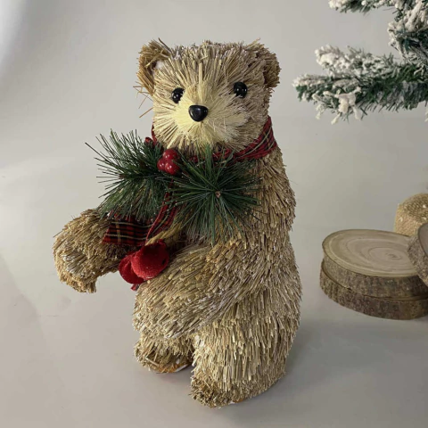 Urso Natalino em Pé Rústico 25 cm