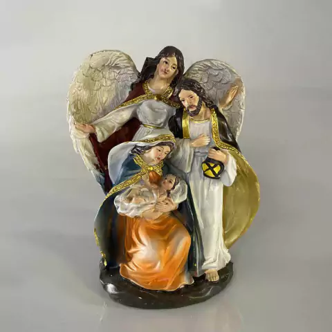 Sagrada Família com Anjo 14 cm