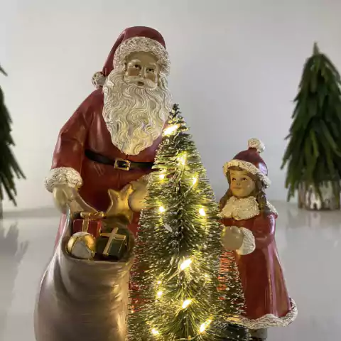 Papai Noel com Menina 16 cm