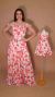 Vestidos tal mãe tal filha Marcela e Mirian Flores Vermelho aqua