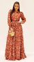 Vestido adulto Melinda Marrom Florido