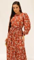 Vestido adulto Melinda Marrom Florido - comprar online