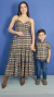 Kit Vestido adulto Iana e Camisa infantil Téo Xadrez