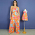 Kit Macacão Hollywood e Vestido infantil Olga Max Flor Laranja