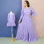 Vestidos tal mãe tal filha Melinda e Gabriela lilás com mangas longas e saia rodada, modelo adulto e infantil.