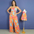 Kit Macacão Hollywood e Vestido infantil Olga Max Flor Laranja - Miss Li 