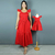 Kit de vestidos Monique Vermelho Adulto e Infantil - Miss Li 