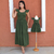 Kit de Vestidos Monique Verde Militar Adulto e infantil [P.E]