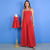 Kit Macacão Adulto Dubai Vermelho e Vestido infantil Olga Vermelho