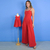 Kit Macacão Adulto Dubai Vermelho e Vestido infantil Olga Vermelho - Miss Li 