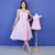 Kit de Vestidos Adulto Livia Rosa bebê e infantil Dani Rosa bebê