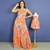 Kit de Vestidos Adulto Ivete e infantil Olga Max Flor Laranja