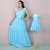 Kit de Vestidos Adulto Micaela Azul e infantil Helena Azul