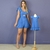 Kit Macaquinho Adulto Veneza Azul e Vestido infantil Luna Azul