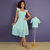 Kit Vestido adulto Rose e camisa infantil Daniel Turquesa bebê - Miss Li 