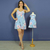 Kit Macaquinho Miami e Vestido Infantil Aline Azul Florido - Miss Li 