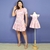 Kit de Vestidos Adulto Beatriz e Infantil Helena Floral Rosa Bebê