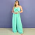 Imagem do Kit Macacão Adulto Vegas Verde-água e Vestido Infantil Analiz Verde-água