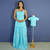 Kit Vestido adulto Luci e Camisa infantil Daniel Azul Piscina - Miss Li 