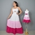 Kit de Vestidos Agnes Rosa Adulto e Infantil