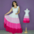 Kit de Vestidos Samira Rosa Adulto e Infantil