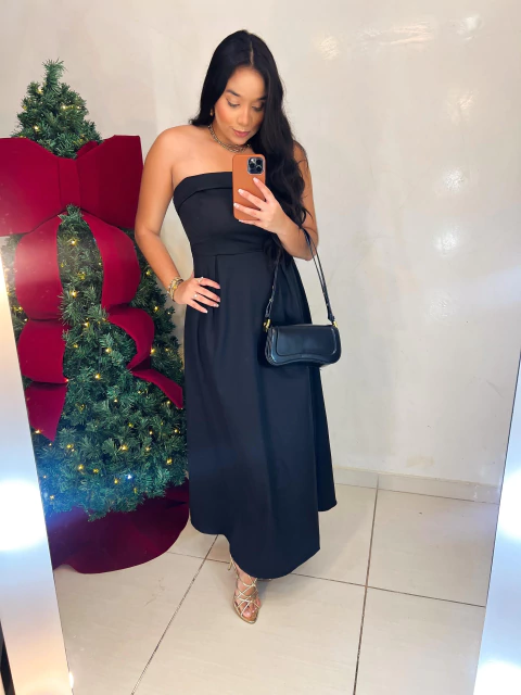 VESTIDO SARA TOMARA QUE CAIA ALFAIATARIA - PRETO - comprar online