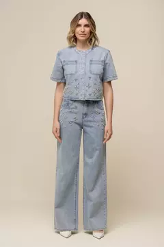 Calça jeans bordada na internet
