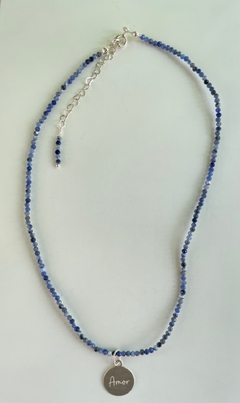 choker sodalita com pingente amor - prata 925 - loja online