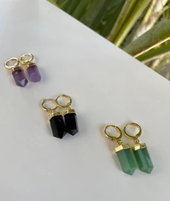 Argola cristal P - dourado