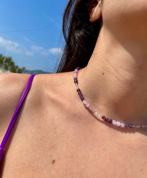 Choker Ametista dois tamanhos - prata 925