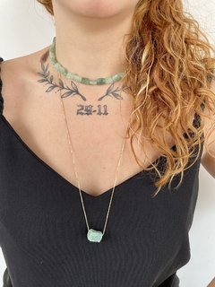 Colar basic quartzo verde bruto - Yalla 