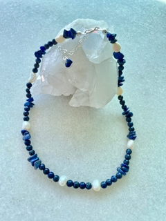 Choker lápis lazuli e pérola - prata 925 - comprar online