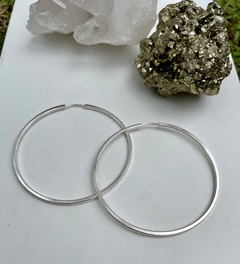 Argola basic quadrada M - prata 925