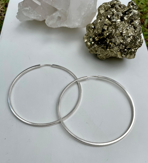 Argola basic quadrada M - prata 925