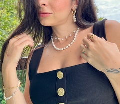 Argola pérolas dourado - Yalla 
