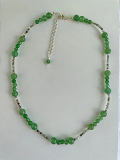 Colar quartzo verde esferas - prata 925 - comprar online