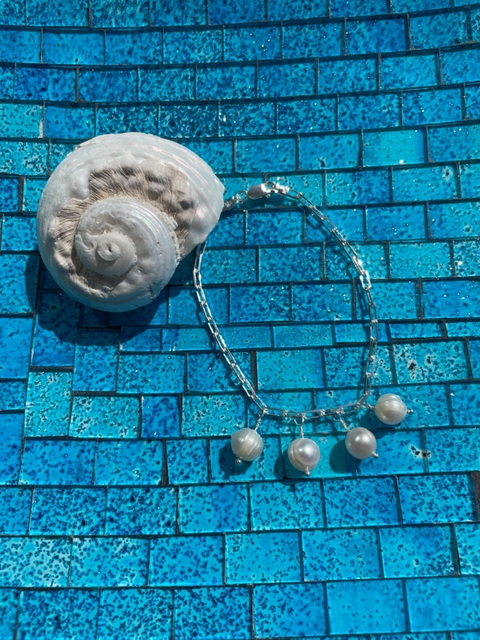 Pulseira elos com pérola