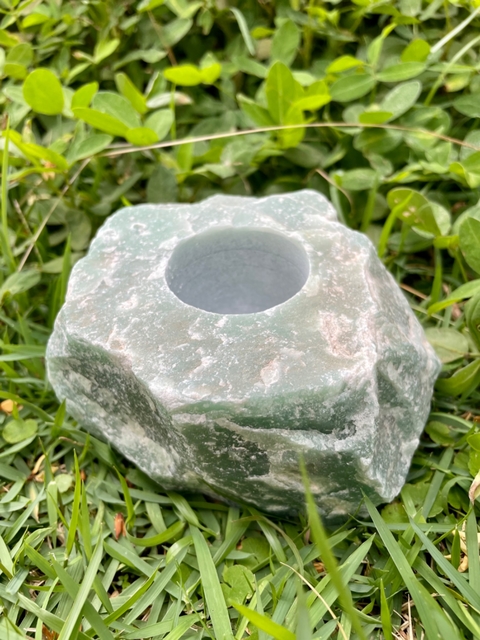 porta vela quartzo verde