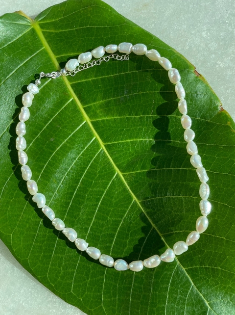 Choker pérola água doce gota - prata 925