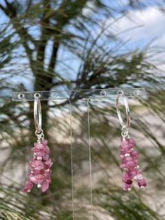Argola chuva mini cascalho turmalina rosa na internet