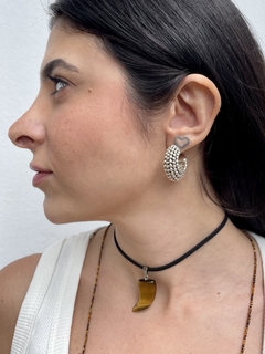 Choker dente de tigre - pedra olho de tigre - loja online