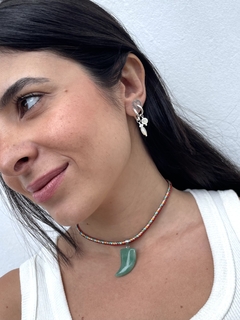 Choker dente de tigre - Quartzo verde - Yalla 
