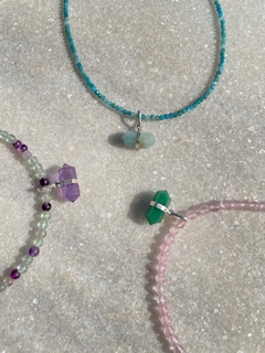 Choker Fluorita e pingente ametista - Prata 925 - Yalla 