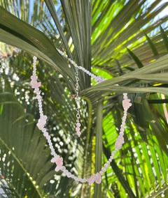 Choke Quartzo rosa esfera com cascalho - prata 925 - comprar online