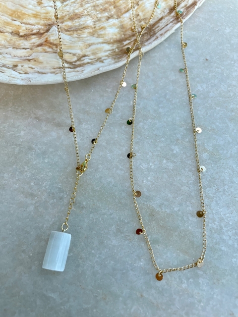 Cinto / body chain medalhas e selenita