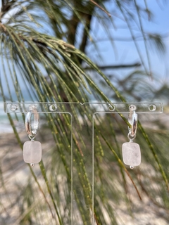 Argola click m - quartzo rosa