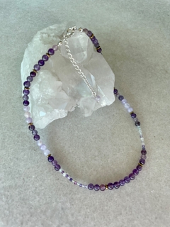 Choker Ametista e Hematita - prata 925