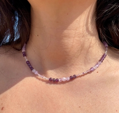 Imagem do Choker Ametista dois tamanhos - prata 925