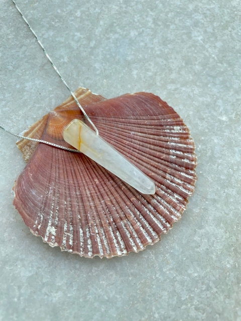 Colar ponta cristal corrente veneziana - prata 925