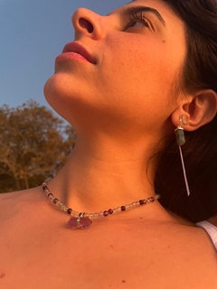 Choker Fluorita e pingente ametista - Prata 925 na internet